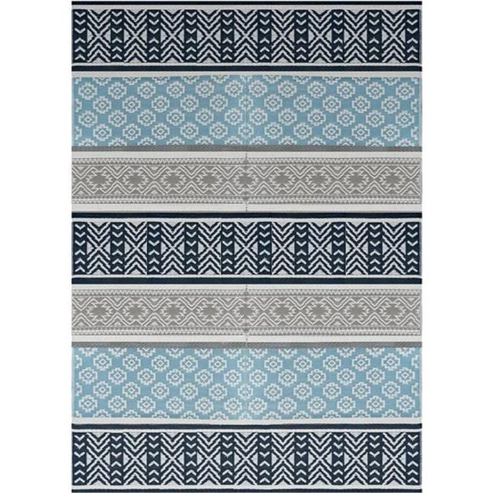 Outdoor Plastic Patio Rugs – 5x7, Grey, Teal Multipurpose Reversible mats Woven